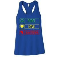 Peace Love Juneteenth Gift African American Pride Strong Black Gift Women's Racerback Tank