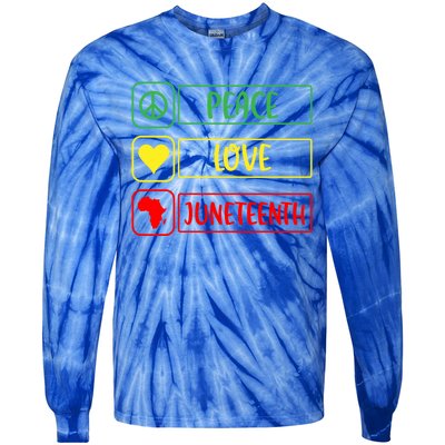 Peace Love Juneteenth Gift African American Pride Strong Black Gift Tie-Dye Long Sleeve Shirt