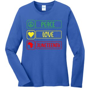 Peace Love Juneteenth Gift African American Pride Strong Black Gift Ladies Long Sleeve Shirt