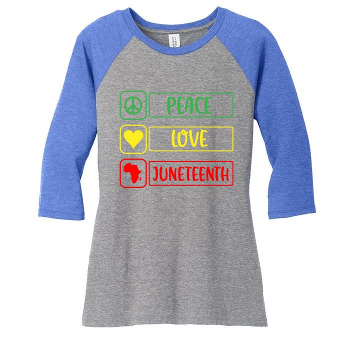 Peace Love Juneteenth Gift African American Pride Strong Black Gift Women's Tri-Blend 3/4-Sleeve Raglan Shirt