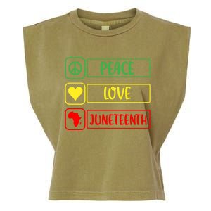 Peace Love Juneteenth Gift African American Pride Strong Black Gift Garment-Dyed Women's Muscle Tee