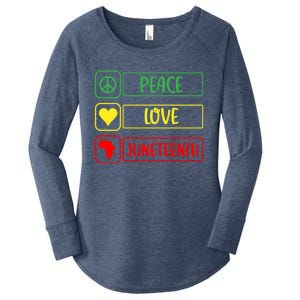 Peace Love Juneteenth Gift African American Pride Strong Black Gift Women's Perfect Tri Tunic Long Sleeve Shirt