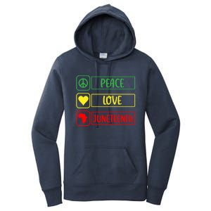 Peace Love Juneteenth Gift African American Pride Strong Black Gift Women's Pullover Hoodie