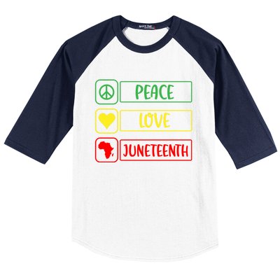 Peace Love Juneteenth Gift African American Pride Strong Black Gift Baseball Sleeve Shirt