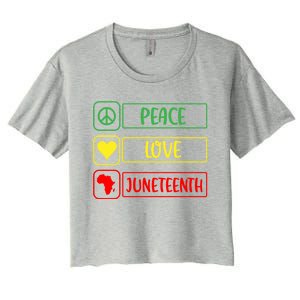 Peace Love Juneteenth Gift African American Pride Strong Black Gift Women's Crop Top Tee