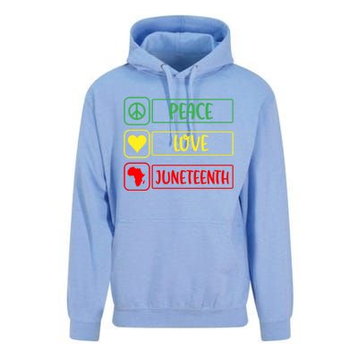 Peace Love Juneteenth Gift African American Pride Strong Black Gift Unisex Surf Hoodie