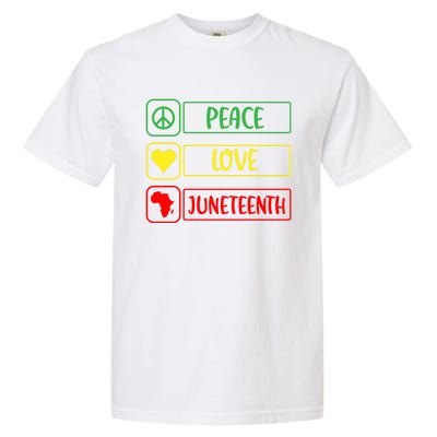 Peace Love Juneteenth Gift African American Pride Strong Black Gift Garment-Dyed Heavyweight T-Shirt