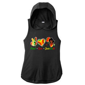 Peace Love Juneteenth 1865 Ecipation Day Black History Cute Gift Ladies PosiCharge Tri-Blend Wicking Draft Hoodie Tank