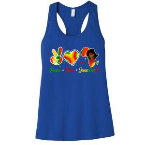 Peace Love Juneteenth 1865 Ecipation Day Black History Cute Gift Women's Racerback Tank