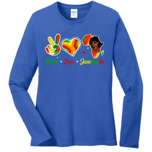 Peace Love Juneteenth 1865 Ecipation Day Black History Cute Gift Ladies Long Sleeve Shirt