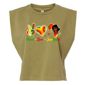 Peace Love Juneteenth 1865 Ecipation Day Black History Cute Gift Garment-Dyed Women's Muscle Tee