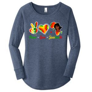 Peace Love Juneteenth 1865 Ecipation Day Black History Cute Gift Women's Perfect Tri Tunic Long Sleeve Shirt