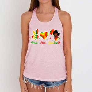 Peace Love Juneteenth 1865 Ecipation Day Black History Cute Gift Women's Knotted Racerback Tank