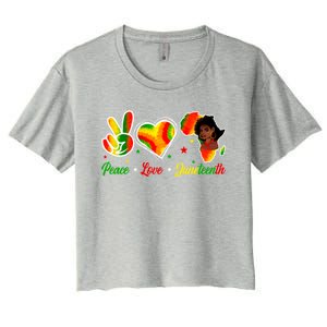 Peace Love Juneteenth 1865 Ecipation Day Black History Cute Gift Women's Crop Top Tee