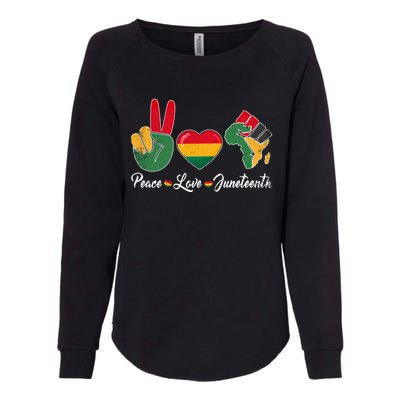 Peace Love Juneteenth African Black Independence Freedom Cute Gift Womens California Wash Sweatshirt