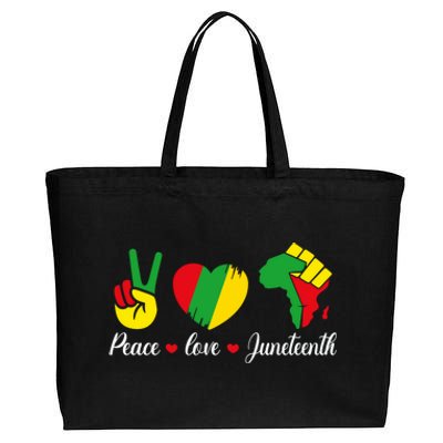 Peace Love Juneteenth African Freedom Black History Month Cute Gift Cotton Canvas Jumbo Tote