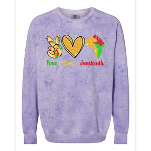 Peace Love Juneteenth Black History Month Pride Afro African Gift Colorblast Crewneck Sweatshirt