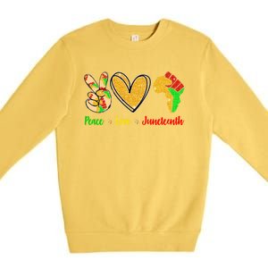 Peace Love Juneteenth Black History Month Pride Afro African Gift Premium Crewneck Sweatshirt