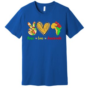 Peace Love Juneteenth Black History Month Pride Afro African Gift Premium T-Shirt