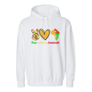 Peace Love Juneteenth Black History Month Pride Afro African Gift Garment-Dyed Fleece Hoodie