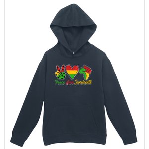 Peace Love Juneteenth Black Pride Blm Freedom Day Melanin Funny Gift Urban Pullover Hoodie