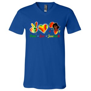 Peace Love Juneteenth 1865 Ecipation Day Black History Gift V-Neck T-Shirt