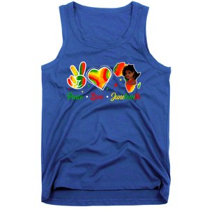 Peace Love Juneteenth 1865 Ecipation Day Black History Gift Tank Top