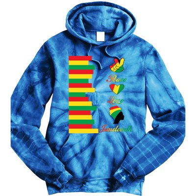 Peace Love Juneteenth Black Pride Freedom Independence Day Gift Tie Dye Hoodie