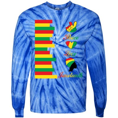 Peace Love Juneteenth Black Pride Freedom Independence Day Gift Tie-Dye Long Sleeve Shirt