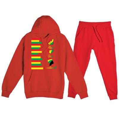 Peace Love Juneteenth Black Pride Freedom Independence Day Gift Premium Hooded Sweatsuit Set