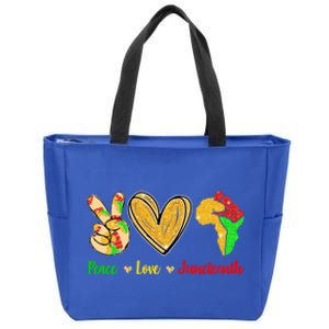 Peace Love Juneteenth Black History Month Pride Afro African Great Gift Zip Tote Bag