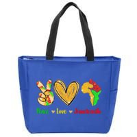 Peace Love Juneteenth Black History Month Pride Afro African Great Gift Zip Tote Bag