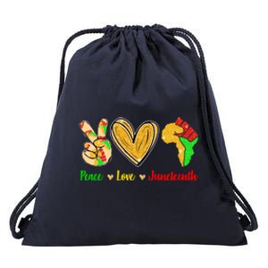 Peace Love Juneteenth Black History Month Pride Afro African Great Gift Drawstring Bag