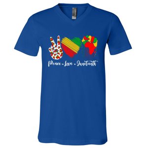 Peace Love Juneteenth Freedom African Black History Month Gift V-Neck T-Shirt