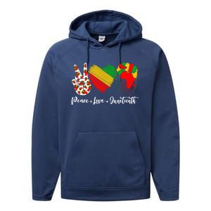 Peace Love Juneteenth Freedom African Black History Month Gift Performance Fleece Hoodie