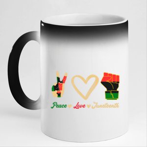 Peace Love Juneteenth Celebrate Black Freedom Meaningful Gift 11oz Black Color Changing Mug