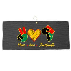 Peace Love Juneteenth Pride Black Girl Black Queen & King Large Microfiber Waffle Golf Towel