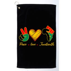 Peace Love Juneteenth Pride Black Girl Black Queen & King Platinum Collection Golf Towel