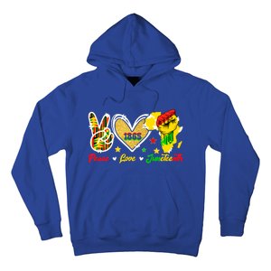 Peace Love Juneteenth Raised Fist 1865 Black History Month Cute Gift Hoodie