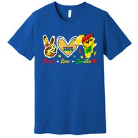 Peace Love Juneteenth Raised Fist 1865 Black History Month Cute Gift Premium T-Shirt