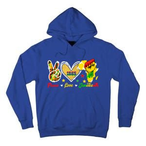 Peace Love Juneteenth Raised Fist 1865 Black History Month Cute Gift Tall Hoodie