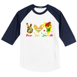 Peace Love Juneteenth Raised Fist 1865 Black History Month Cute Gift Baseball Sleeve Shirt