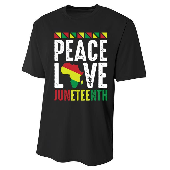 Peace Love Juneteenth Celebration Graphic Performance Sprint T-Shirt