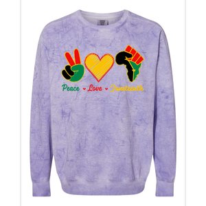 Peace Love Juneteenth Pride Black Girl Black Queen & King Colorblast Crewneck Sweatshirt