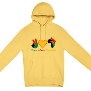 Peace Love Juneteenth Pride Black Girl Black Queen & King Premium Pullover Hoodie