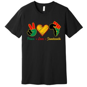 Peace Love Juneteenth Pride Black Girl Black Queen & King Premium T-Shirt