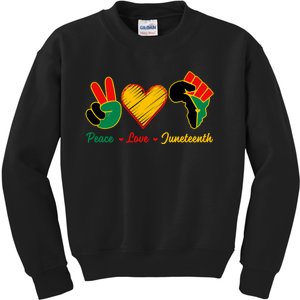 Peace Love Juneteenth Pride Black Girl Black Queen & King Kids Sweatshirt