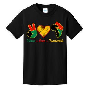 Peace Love Juneteenth Pride Black Girl Black Queen & King Kids T-Shirt