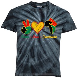 Peace Love Juneteenth Pride Black Girl Black Queen & King Kids Tie-Dye T-Shirt