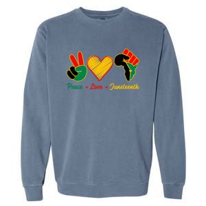 Peace Love Juneteenth Pride Black Girl Black Queen & King Garment-Dyed Sweatshirt